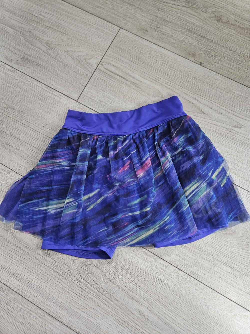Adidas Girls Purple Abstract Mesh Skort Built In Shorts Size 6 💜